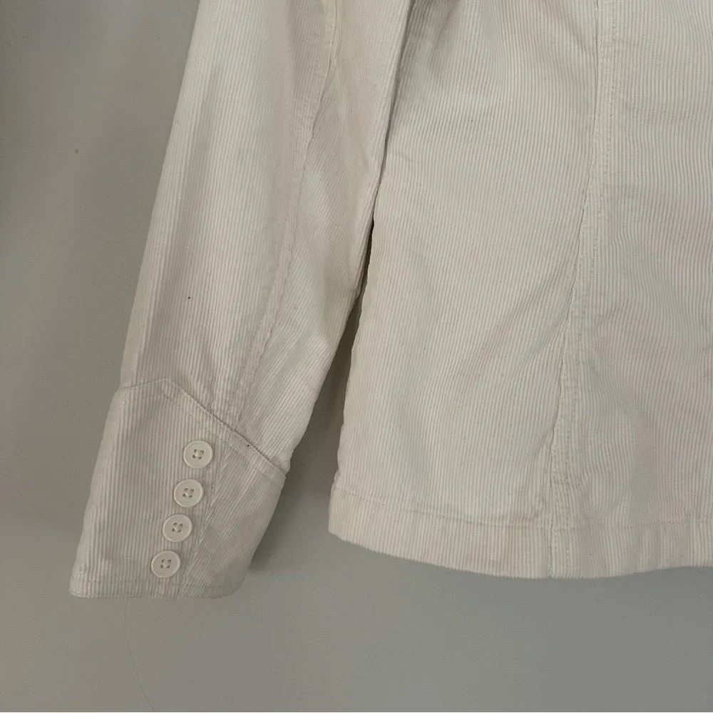 Anne Taylor Loft Corduroy  Blazer Business Casual Minimalist Cream Petite 4